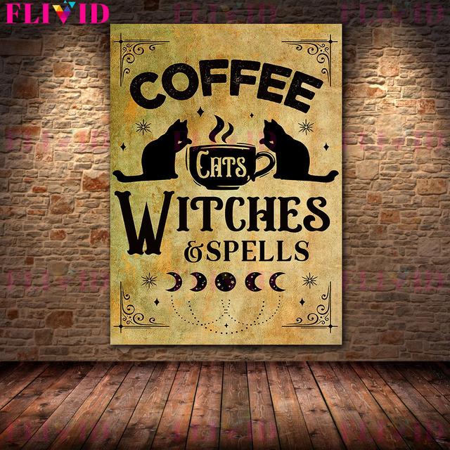 Witch Room Decoration Kitchen Witch Retro Poster Moon Art Poster and Printing Interesting Witch Kitchen