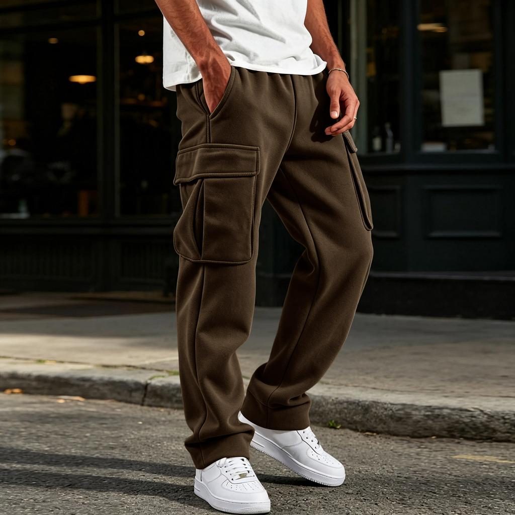 Herren-Jogginghose mit 4 Taschen, elastischer Bund mit Kordelzug, gerade Beine, Trainingshose