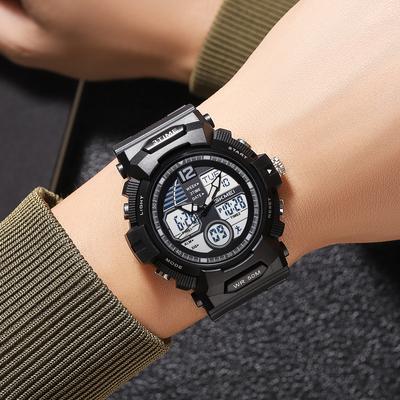 Men's Watch World Time Waterproof Luminous Sports Electronic Watch Student Outdoor Sports Electronic Watch