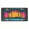 Funny Palm Tree Beach License Plate, 12x6 In Novelty Tropical Sunset Aluminum Car Tag, Decorative Front Plate for Truck