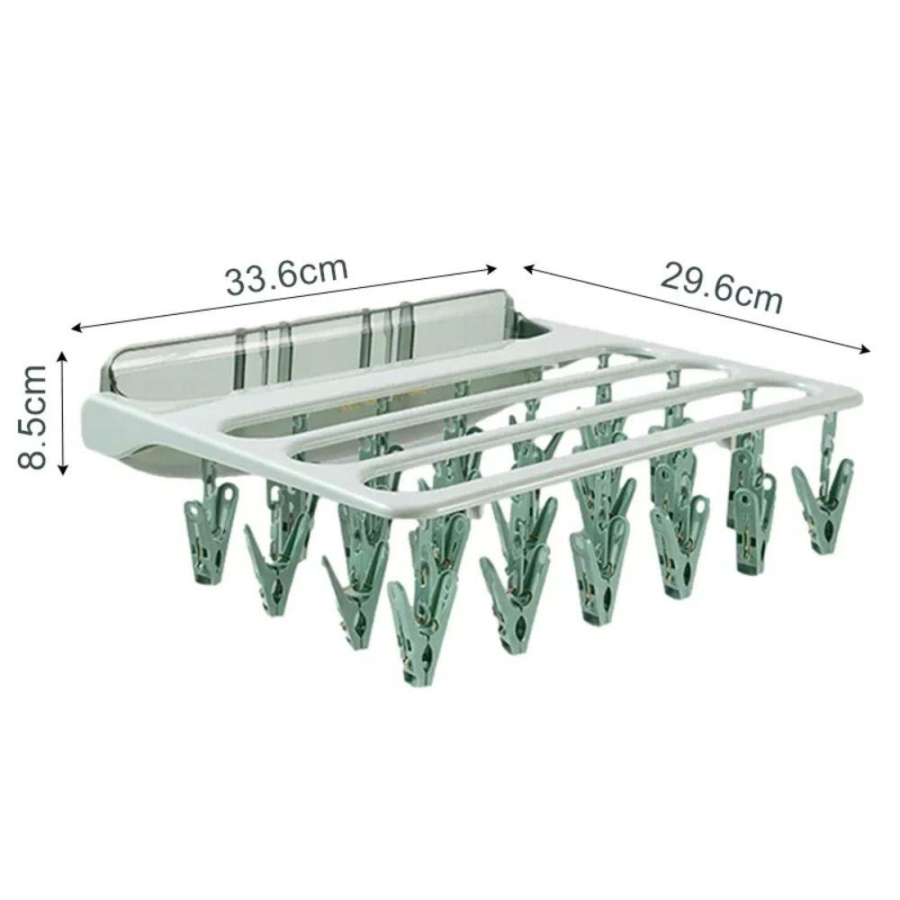 24 Klämmor Vikbar Klädhängare Väggmonterad Torkställ för Underkläder BH Strumpor Infällbart Klädtorkställ med Tvålkopp