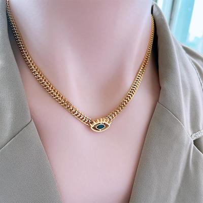 Collana Wenjian Titanio Occhio Malocchio con Pendente in Zircone