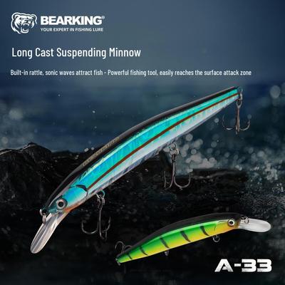 BEARKING A-33 Long Cast Zwevende Minnow Kunstaas 130mm 14.5g voor Asper, Baars & Slangenkop