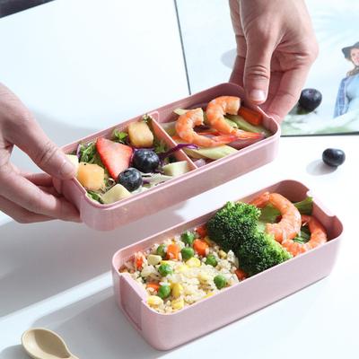 2 In 1 Stackable Bento Box Double Layer Adult Lunch Box Compartment Bento Containers Kit Meal Prep Containers