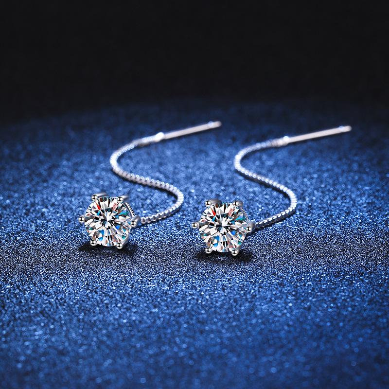 0.5-1ct Moissanite Earrings for Women Lab Grown Diamond Ear Studs 925 Silver Fine Jewelry Gift