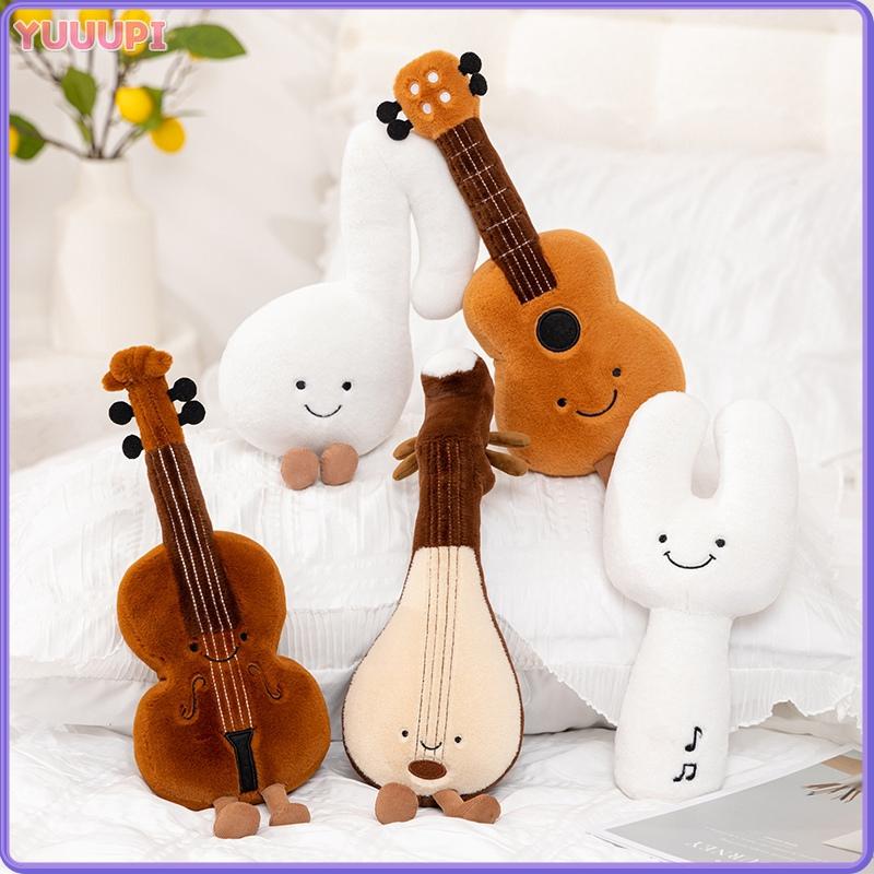 Lindos Peluches Musicales Suaves Violín Guitarra Pipa Diapasón Nota Muñeco de Peluche Instrumento Regalo para Niño Amante de la Música Regalos de Cumpleaños