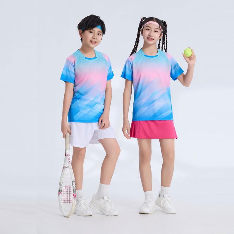 Custom Printed Quick-Dry Badminton Shirt Kids Unisex Sport Top Tennis Pickleball Training Competition Wear