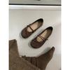 Round head dark brown retro soft-soled shoes all-inclusive women's autumn and winter wear Mori flat-soled single shoes ballet grandma shoes