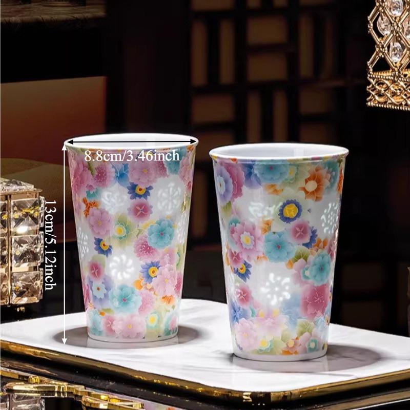 Creative Relief Floral Exquisite Ceramic Tea Cup Summer Cold Drinks Cola Cups Office Mug Household Drinkware