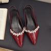 French Pointed Toe Shallow Mouth Low Heel Shoes Spring and Summer Temperament Baotou Rhinestone Soft Sole Shoes