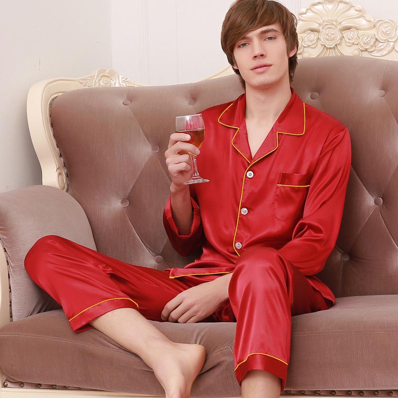 Silk Couple Pajama Set: Spring & Autumn, Long Sleeve, Plus Size, Casual Homewear for Men & Women