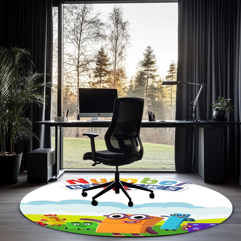 Numberblocks Printed Round Rug Carpet Chair Rug Area Rug Entryway Doormats,for Office Chair Living Room Bedroom Kitchen Room.