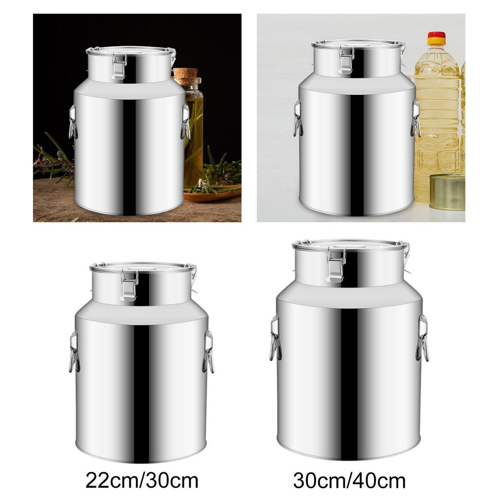 Coffee Canister Stainless Steel Barrel Milk Transport Container Sealed Bean Cereal