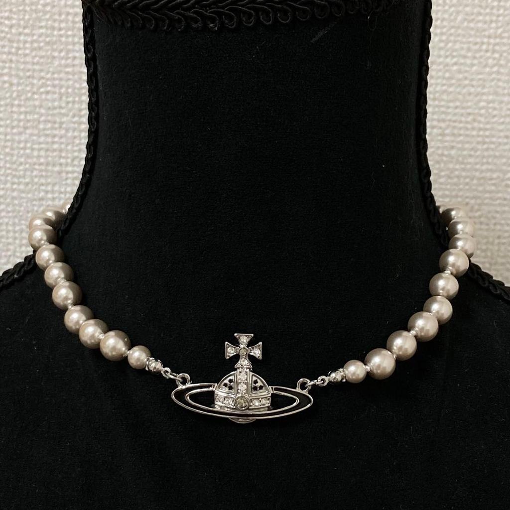 Used Vivienne Westwood Black Pearl Orb Necklace