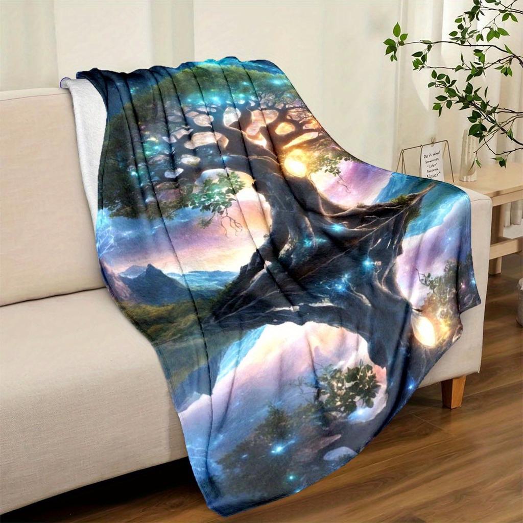 The Tree Of Life Reflected In The River Blanket Suitable For Sofa Bed Travel Camping Living Room Sofa Chair And Bed Nap Blanket Office Bed Camping