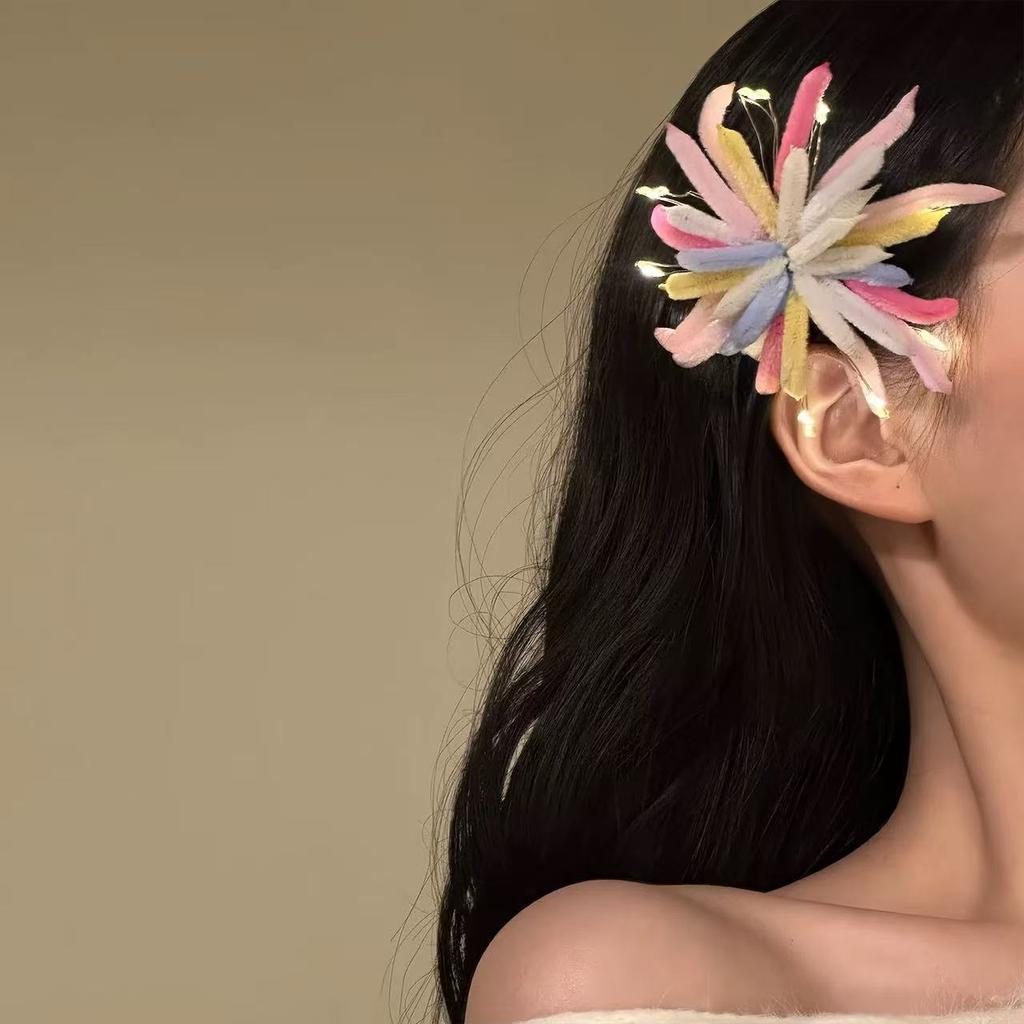 Colorful Handmade Flower Hair Clip for Women Boho Style Floral Hairpin Barrette for Wedding Festival Party Hair Accessories