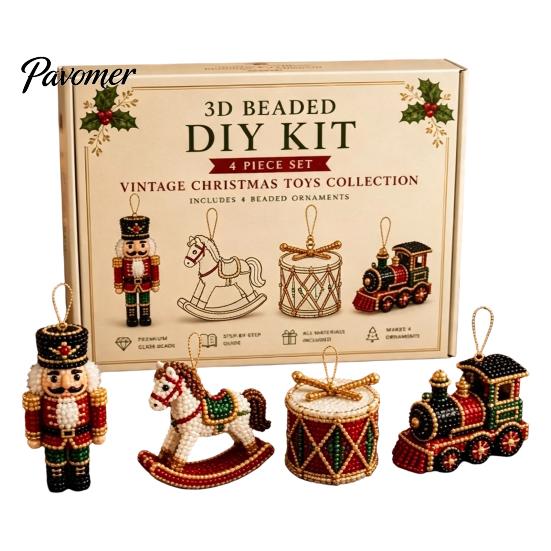 Creative Diy Arts And Crafts 3D Beaded DIY Kit, Lifelike Christmas Animal Beading Craft Set, Easy Kit for Beginners Handmade Embroidery Kids