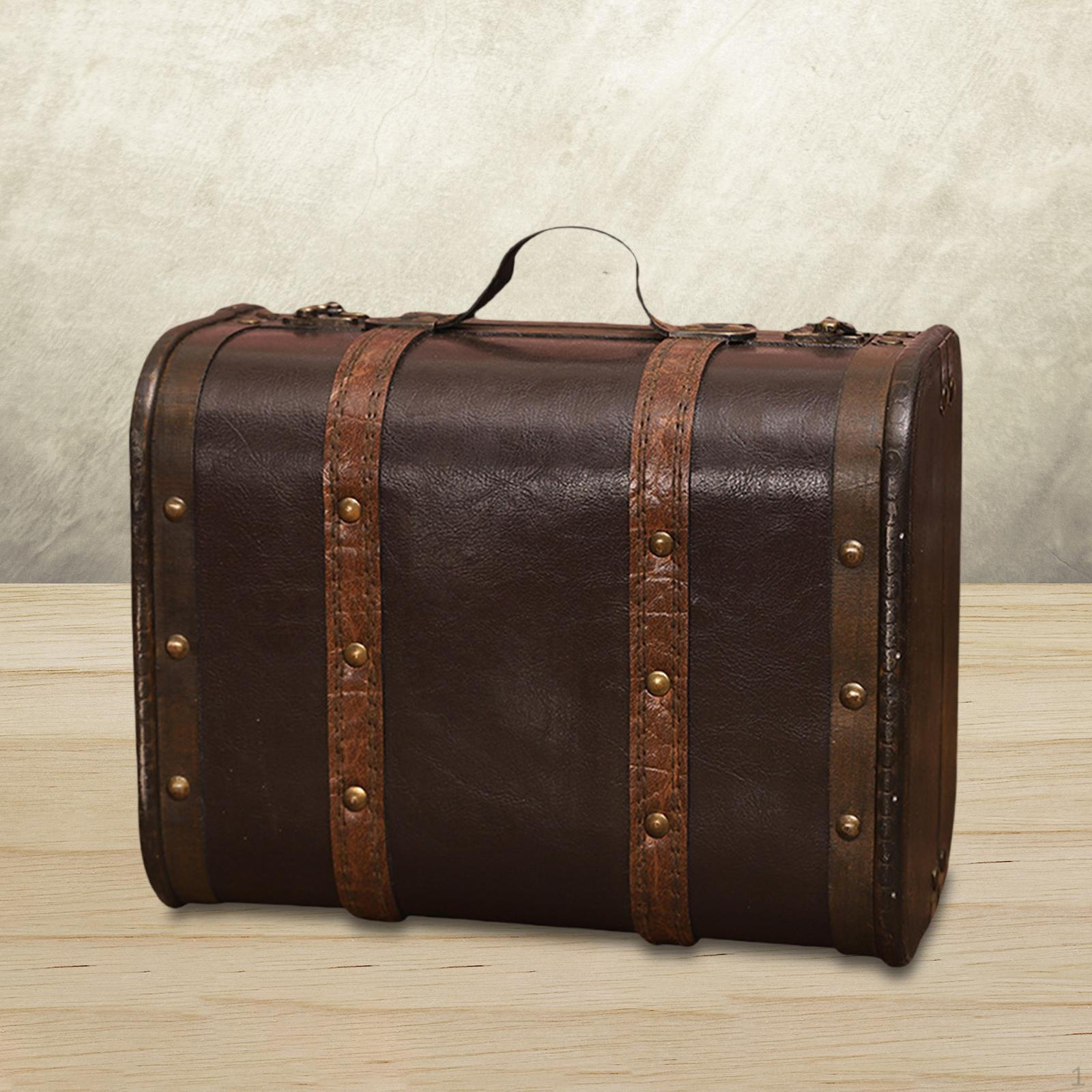 

Деревянный чемодан в винтажном стиле, декоративный ящик для хранения сувениров на свадьбу 26.5 cmx15 cmx21 cm