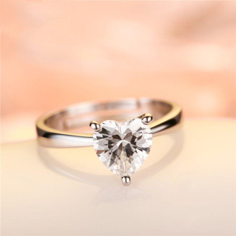 

Кольцо Стерлинговое серебро 925 пробы Женское Японское и корейское Студенческое Цветы White Heart drill