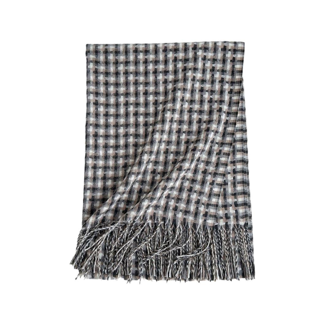 Autumn and Winter Thickened Warm Scarf Contrasting Color Plaid Imitation Cashmere Fringed Versatile Scarf Fashionable Commuter Decorative Shawl