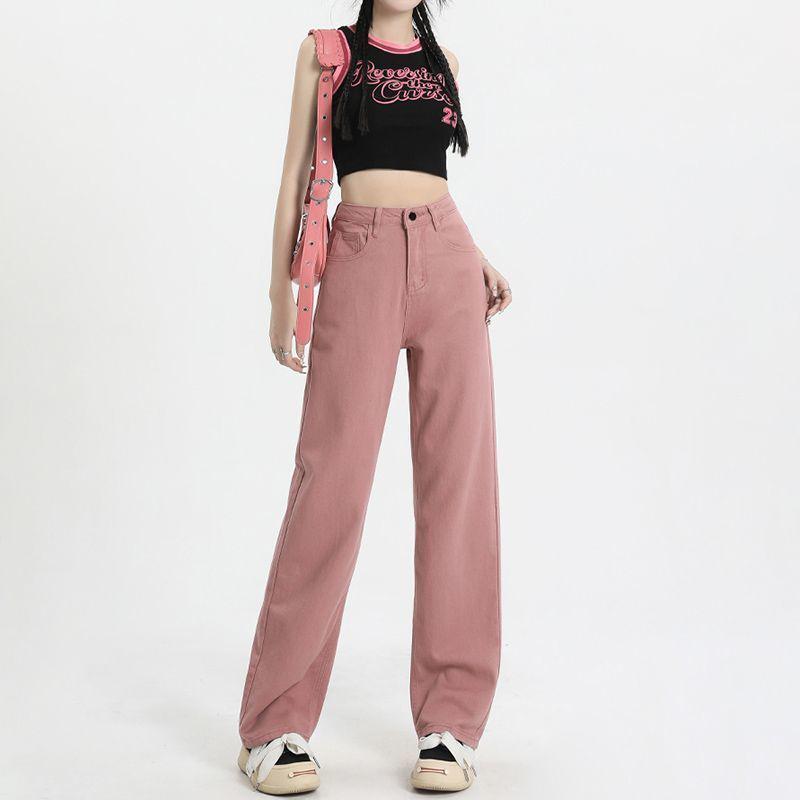 

Women s High-Waisted Straight-Leg Jeans: Spring/Summer 2026, Loose Fit, Slimming, Petite Friendly, Wide Leg, Floor-Length. 2XL (130-140 Jin)