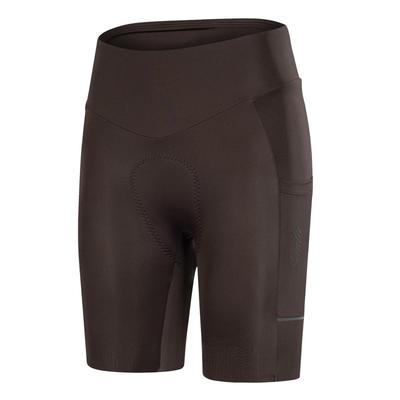Short de cyclisme Santic pour femme à taille haute avec rembourrage 4D, haute élasticité, respirant, poches latérales, antidérapant, bandes réfléchissantes, marron, taille S