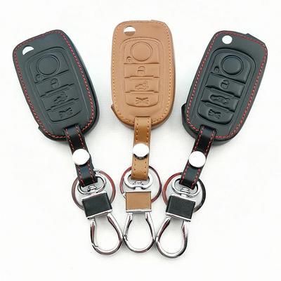 Leather Car Remote Key Case Cover Shell Fob For Fiat Tipo Toro Freedom 500X Doblo Argo Nuovo Grazie Remote Shell Accessories