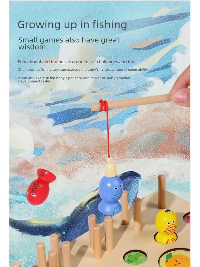Children's Educational Toy Set: Shape, Color Matching, Building Blocks, Fishing Game, and Fruit Cutting.