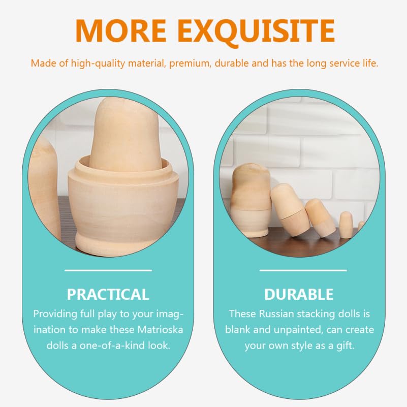 Iplusmile Matryoshka Set of 3 Plain Unpainted Wooden Nesting Wooden Handmade DIY Painting Educational Russian Decorative Gift 3 Sizes Dolls, Kit, Kit,