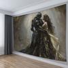 2D Medieval Romantic Tapestry, Dark Knight & Princess Wall Art for Home Decor