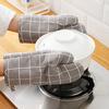 2Pcs Heat Resistant Oven Gloves Thick Cotton Mitts for Baking Grilling Microwave Non-Slip Kitchen Gloves for Hot Pots Cast Iron