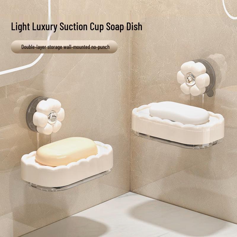 Bydoll Wall-Mounted Suction Soap Dish with Drain