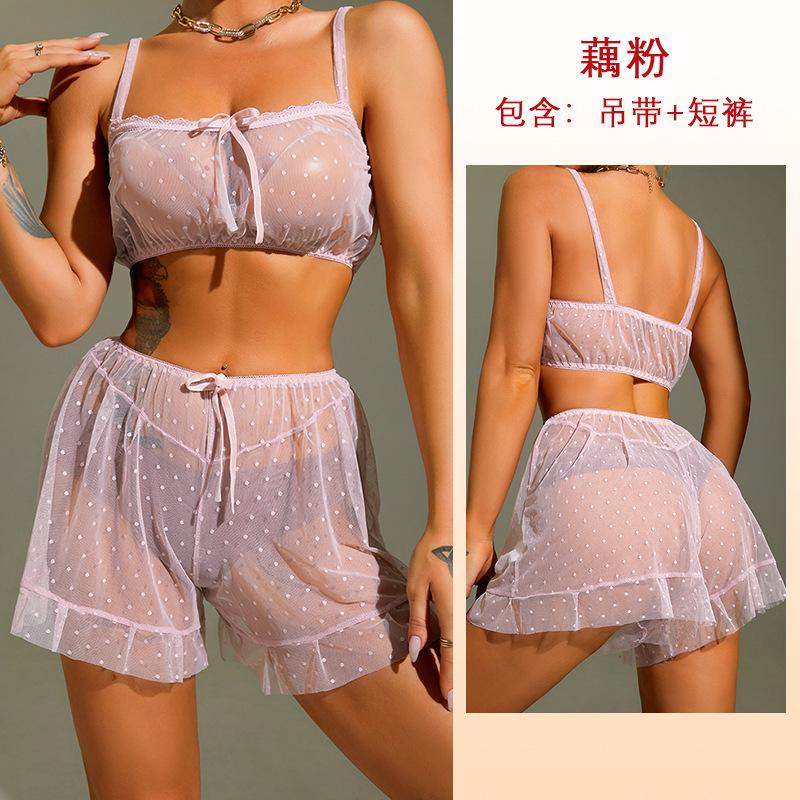 

Горошек перспективная сетка сексуальные шорты на подтяжках комплект милая разноцветная пижама L