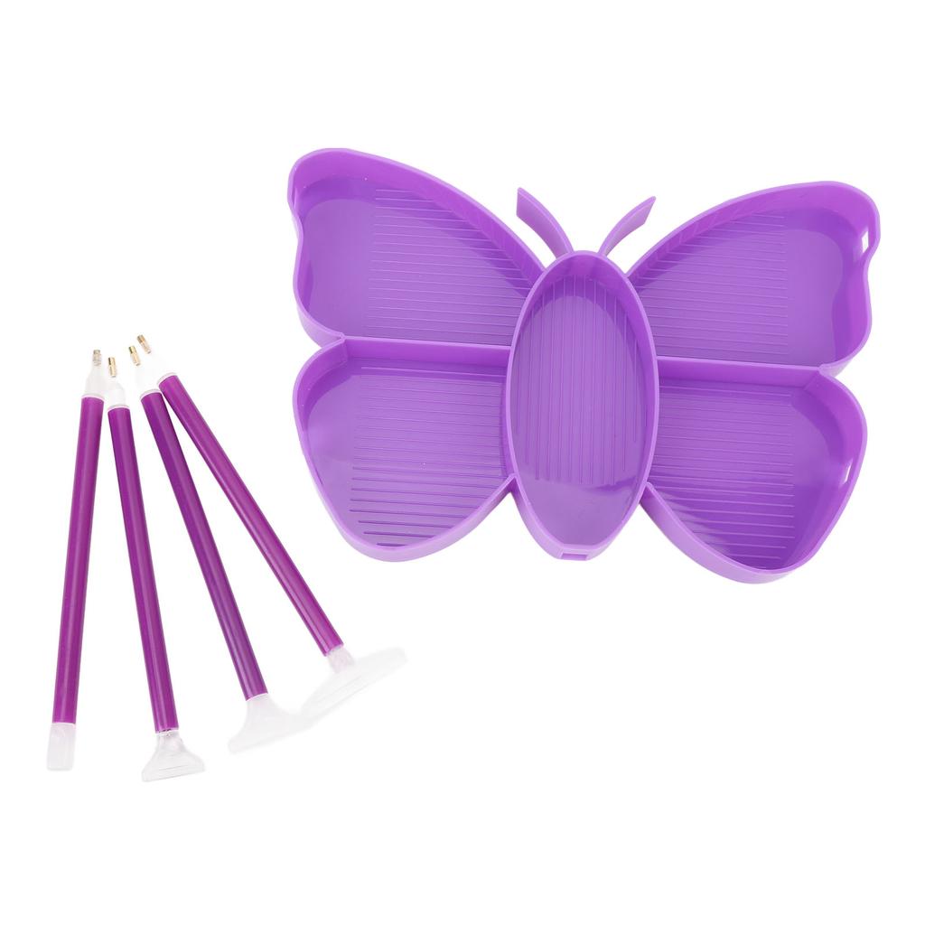 Rhinestone Painting Tool Kit 5 Grid Butterfly Plate 28 Slots Storage Container 4 Pens Rhinestone Pai