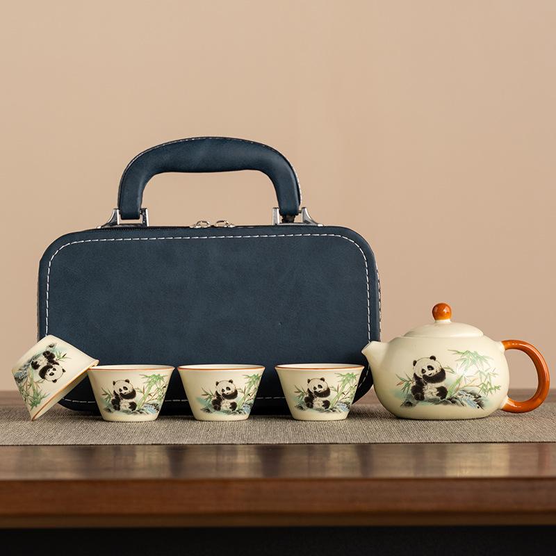 

Набор для чая Guofeng Mengqu Ru Kiln Панда Китайский набор Дом Офис Посуда для чая Кунг-фу Бизнес Премиум подарки