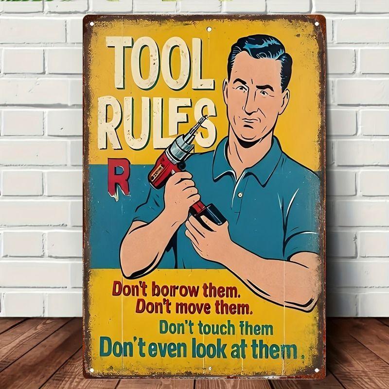 Vintage Garden Tools Metal Painting for Balcony Garage & Garden Decor