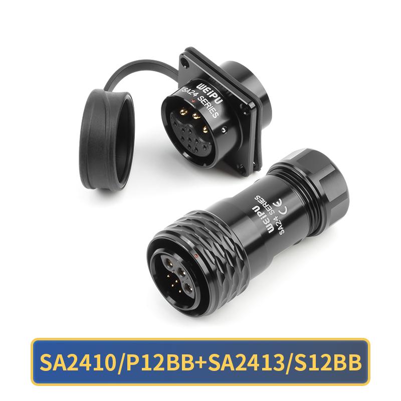 WEIPU SA24 SA2410/P SA2413 IP67 Waterproof Male Plug Female Socket Panel Connector M24 2 3 4 9 10 12 12B 19 Pin Soldering M24