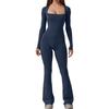 Seamless High Waist Butt Lifting Yoga Jumpsuit Sleeveless Flared Athletic Romper Workout Gym