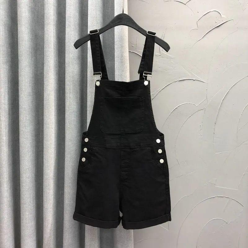 European Style Anti-Aging Denim Overalls - Women's Loose Summer Shorts with Rolled Hem and Wide Leg Design