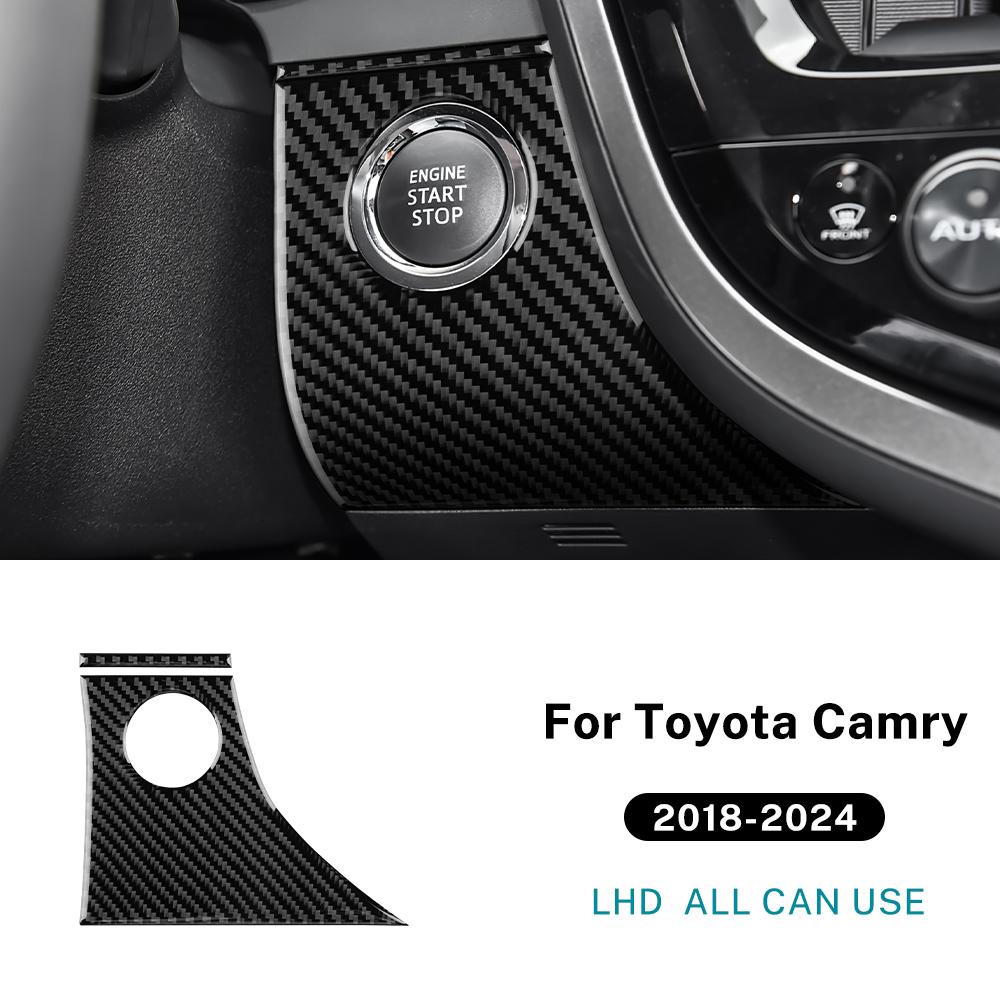 Real Soft Carbon Fiber For Toyota Camry 2018      2024 LHD RHD Car ignition Start Button Frame Interior Trim