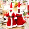 Christmas Wine Bottle Set Party Table Decor Wine Bottle Cover Red Velvet Dress Santa Claus Costume New Years Dinnerware Decor