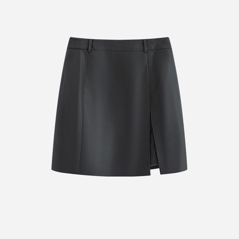 Damen Retro A-Linien Lederrock mit Schlitz - Petite Sommer 2025 Edition