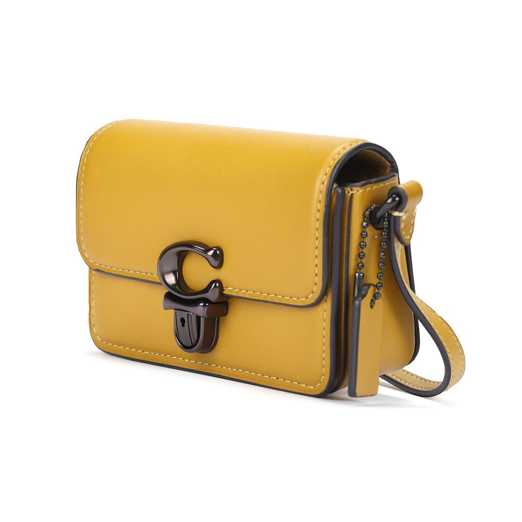 Coach Studio 12 Lock Closure Multi Pocket Leather Shoulder Crossbody Bag Small Women bags Goose-Yellow CC484-V5LQT
