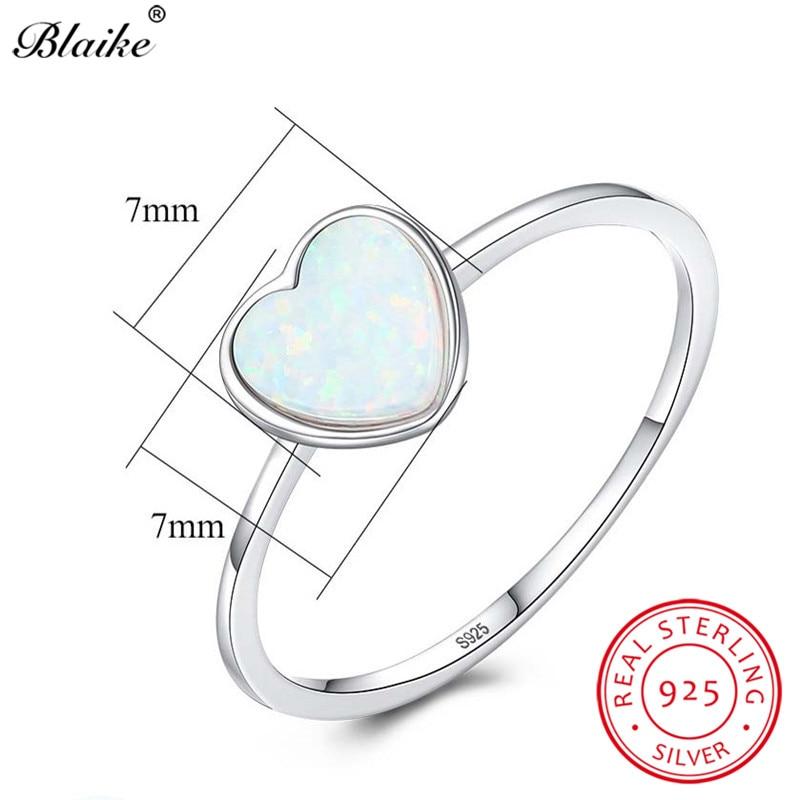 Blaike Rainbow Green Blue White Fire Opal Rings For Women 925 Sterling Silver Heart Ring Engagement Wedding Bands Fine Jewelry