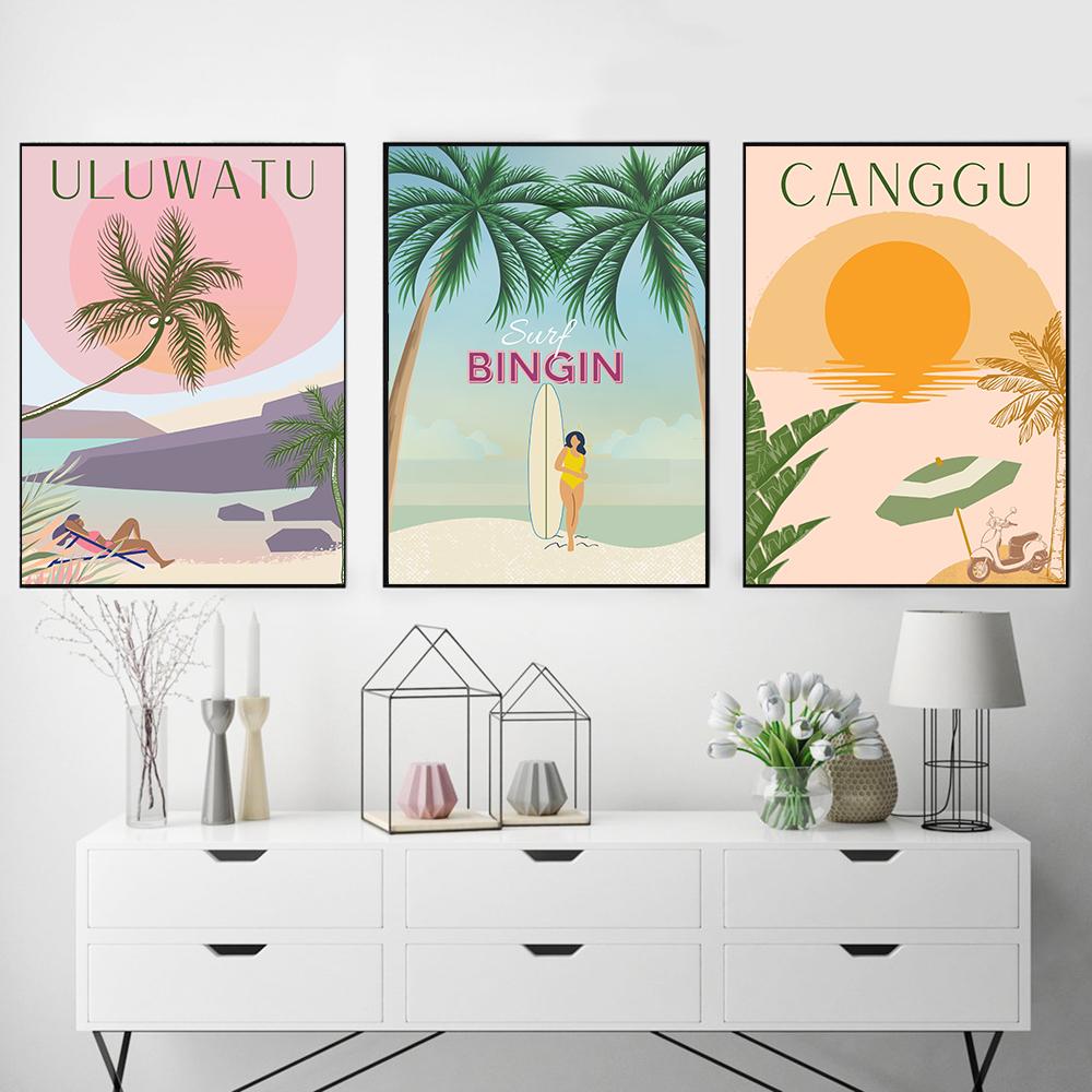 Landscape Wall Art Canvas Posters Nordic Prints Travel Bali Beach Sea Painting Pictures for Modern Living Room Home Decoration No Frame