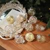 6CM Plastic Christmas Ball Set with Adhesive Powder Lines - Tree Ornament Decoration