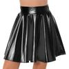Dámská lesklá kovová minisukně s vysokým pasem Clubwear Rave Party Dance Kostým