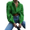 Elegant Loose Fashion Lace Women Shirt Casual Hollow Out Puff Long Sleeve Top Single-breasted Office Blouse Solid Sweet Simple Lapel Women's Clothing