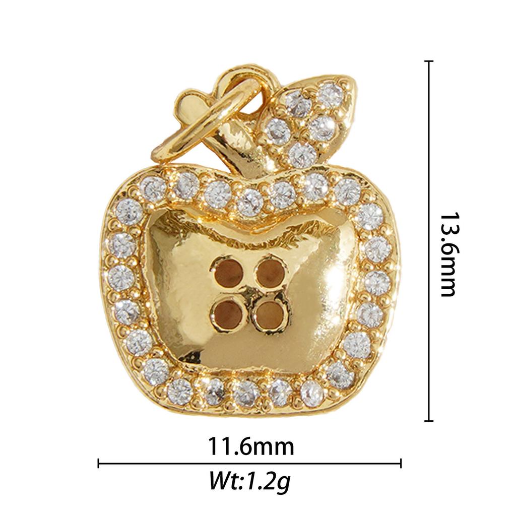 Hot Sale Custom Gold Plated Brass Zircon Paved Strawberry Lemon Cherry Apple Watermelon Pendant Charms DIY Jewelry Making