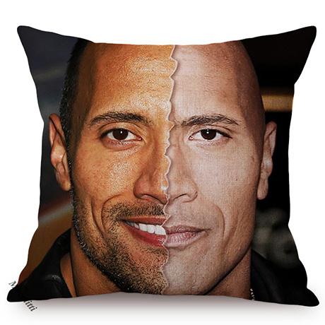 The Rock Face Dwayne Portrait Sofa Cushion Cover American Actor Johnson Pattern Decorative Cotton Linen Throw Pillow Case